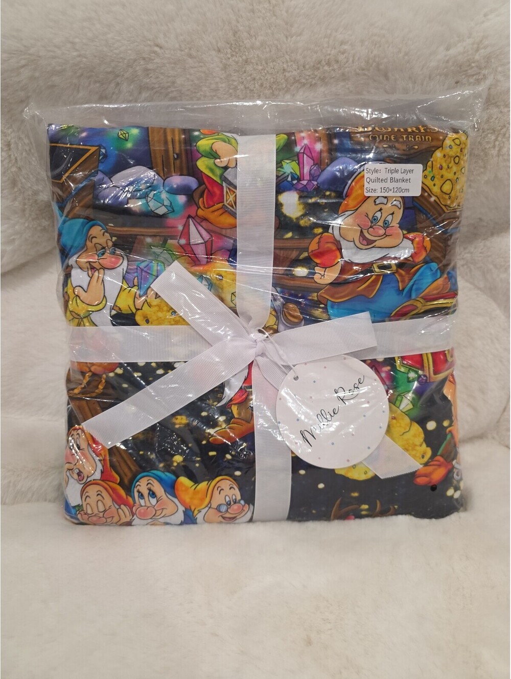 Triple Layer Quilted Blanket Snow White Dwarfs 150x120cm